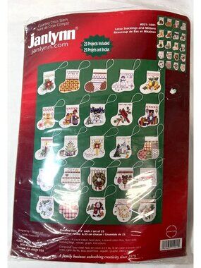 Janlynn Christmas Stocking Cross Stitch Kit 25 Designs 2.5" Each Finished Size